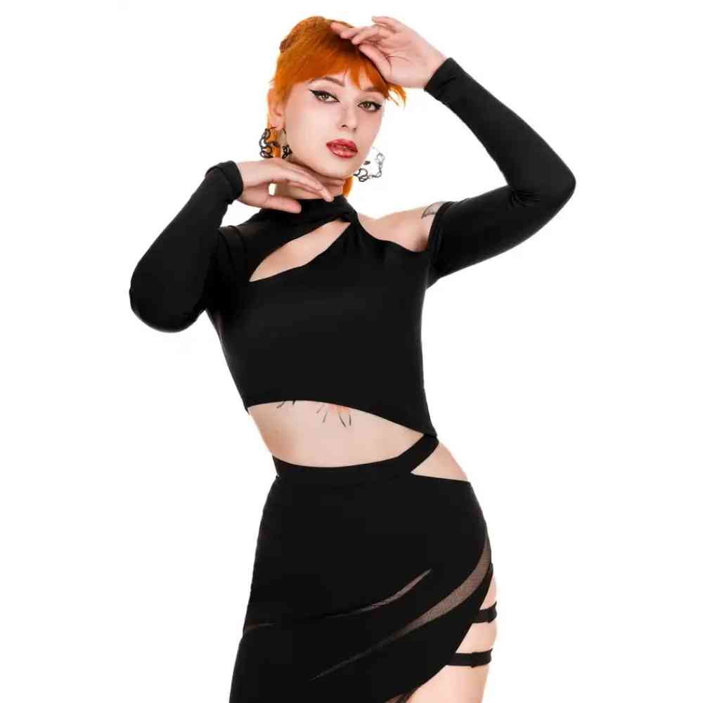 Restyle - Asymmetric Crop top - Black